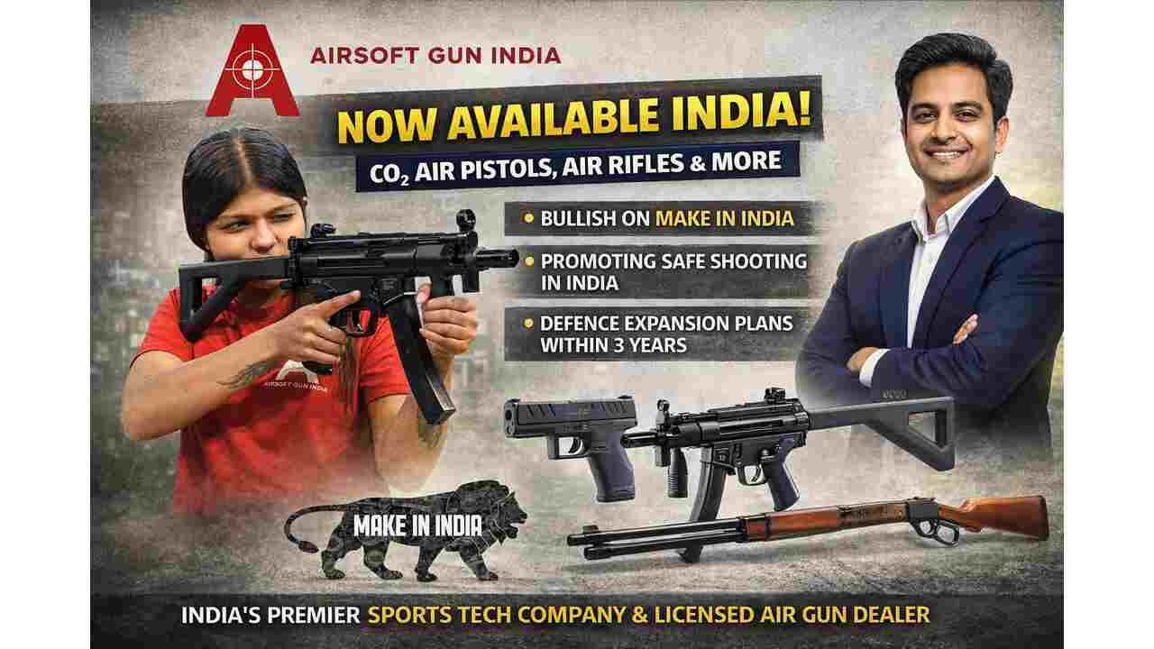 Airsoft Gun India, Make in India air guns, sports tech India, DPIIT startup, defence manufacturing India, safe shooting culture, CO2 air guns India