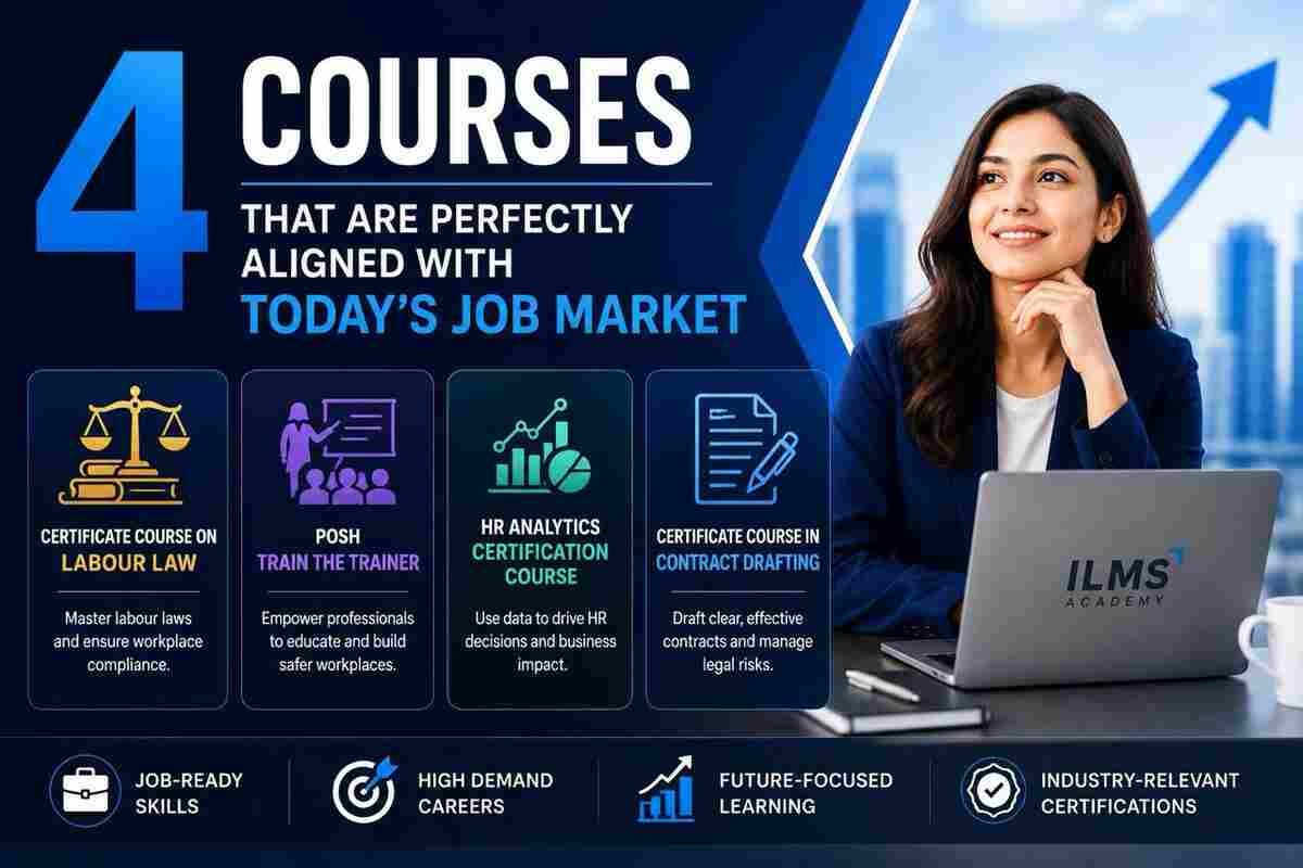 ILMS Academy review, ILMS Academy courses, HR analytics certification, labour law course online, PoSH trainer certification, contract drafting certification, professional certification courses, legal management courses, HR certification India, online career courses